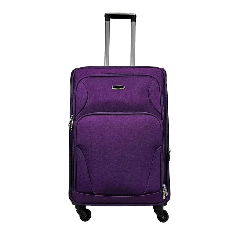 20"24"28" High quality soft side luggage polyester soft fabric luggage trolley zipper luggage bag with travel