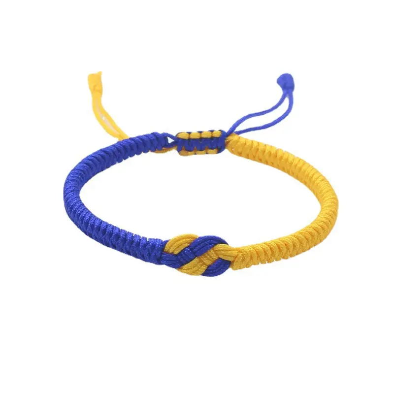 Braccialetti della corda gialla blu tessuti a mano di nuovo arrivo del braccialetto di colori della bandiera dell'ucraina per le coppie