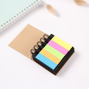 Papel kraft de fabricante, tapa dura, Mini cuaderno, regalo publicitario, logotipo personalizado, Bloc de notas encuadernado en espiral con notas adhesivas surtidas - Product Image 1