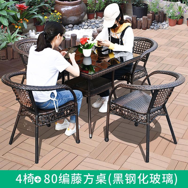 4 chaises 80cm double-couche table carrée