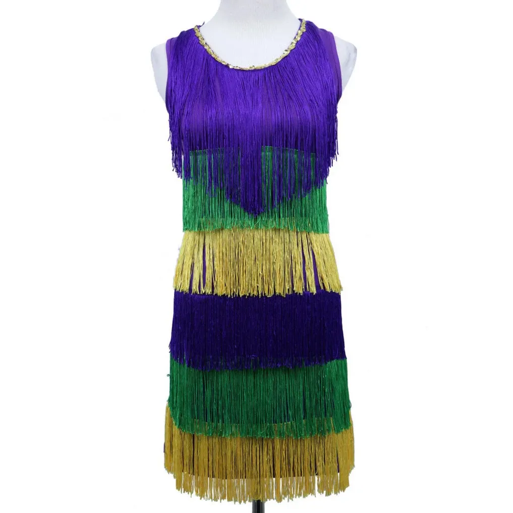 Dames Mardi Gras Speciale Franje Flapper Jurk Voor Vintage Feest Elegantie