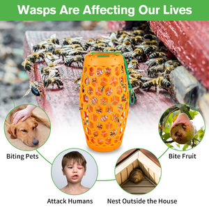 Saikou <strong>Wasp</strong> Trap For Outdoor Hanging,Bee Killer Sticky Catcher,Non-Toxic Reusable Hornet Traps Yellow Jacket Traps(2 Pack) - Product Image 5