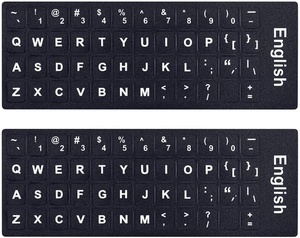 Universal English US <strong>Keyboard</strong> Stickers, Full Set of Computer Individual Keycaps <strong>Replacement</strong> <strong>Keys</strong> Black Background White Letters - Product Image 2