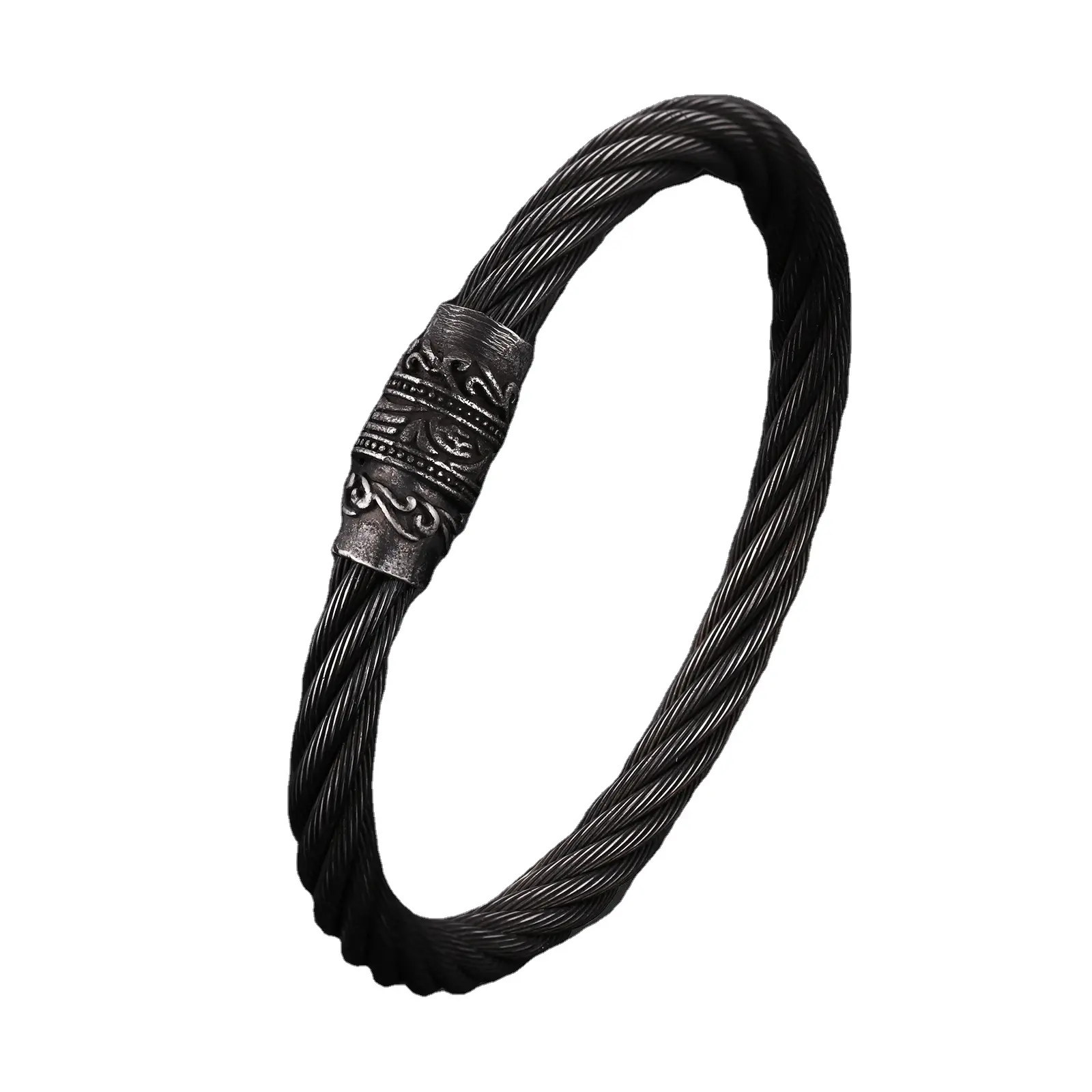 Pulsera Fil Acier Inoxydable Hombres Viking Cierre magnético Alambre trenzado Brazalete de acero inoxidable Pulsera