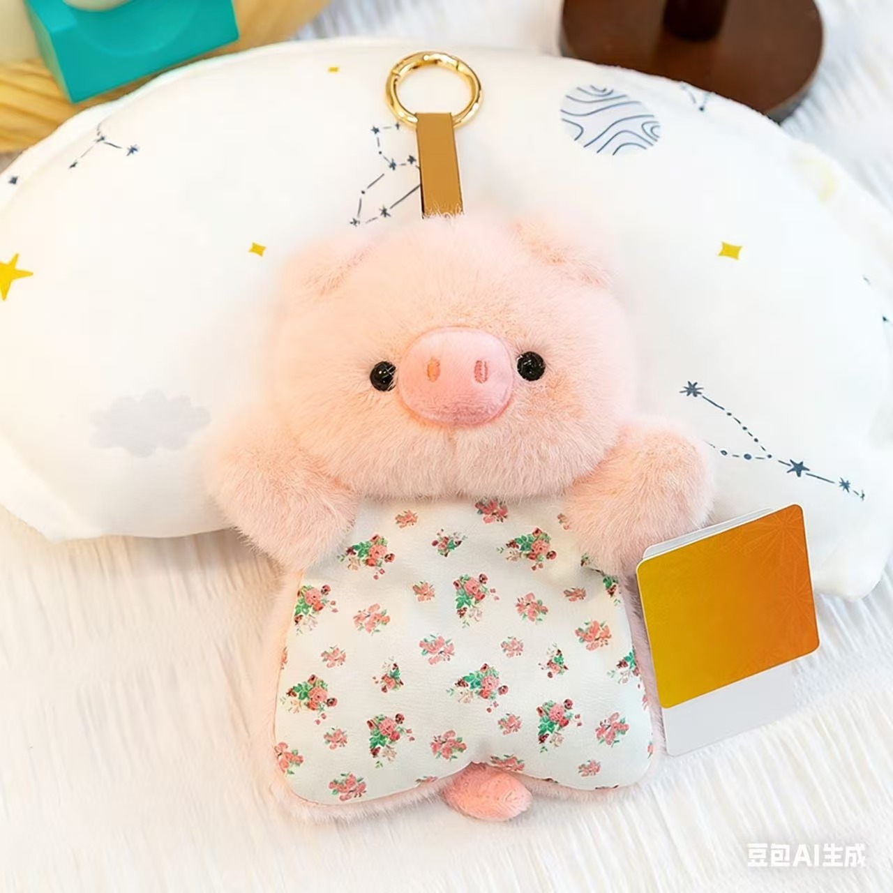 Beanbag pig with keychain