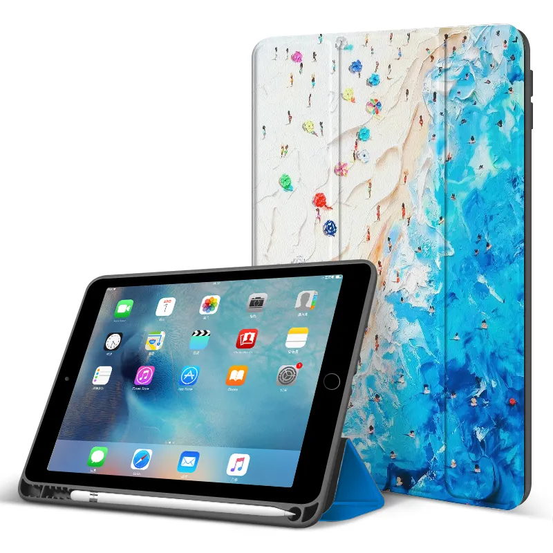 Asli Silikon Smart Cover Flip Case Menyesuaikan Desain Case untuk iPad Mini 5 dengan Tempat Pensil
