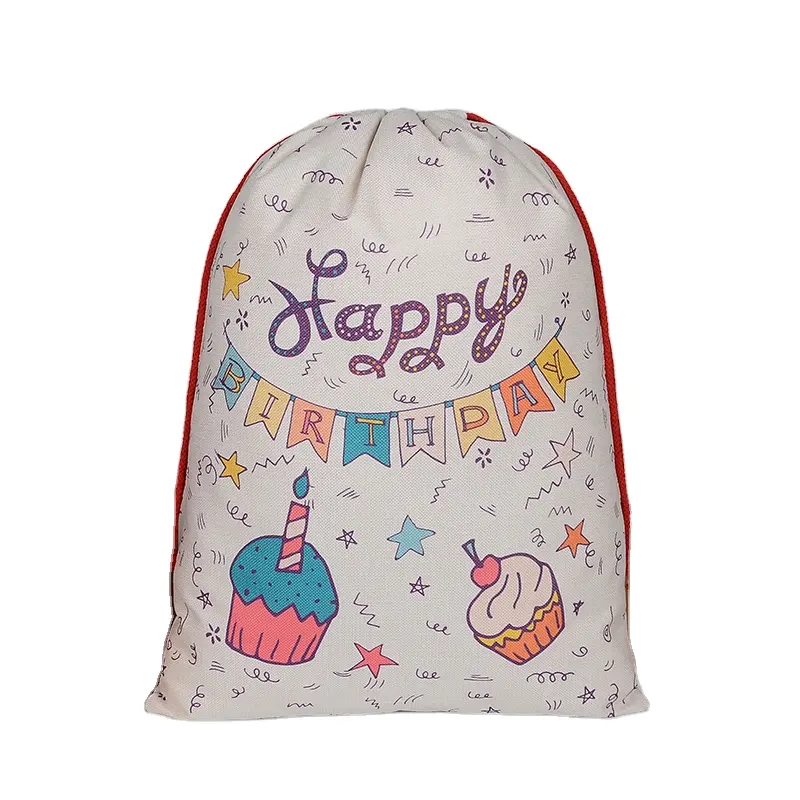 Stokta RTS DIY süblimasyon doğum günü çuval çanta şeker hediye keseleri parti çocuklar için
