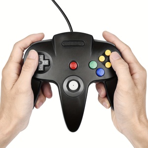 振動有線N64ゲームパッドジョイパッドMac & PC互換ゲームジョイスティックモーター付きすべてのゲームコントローラー用