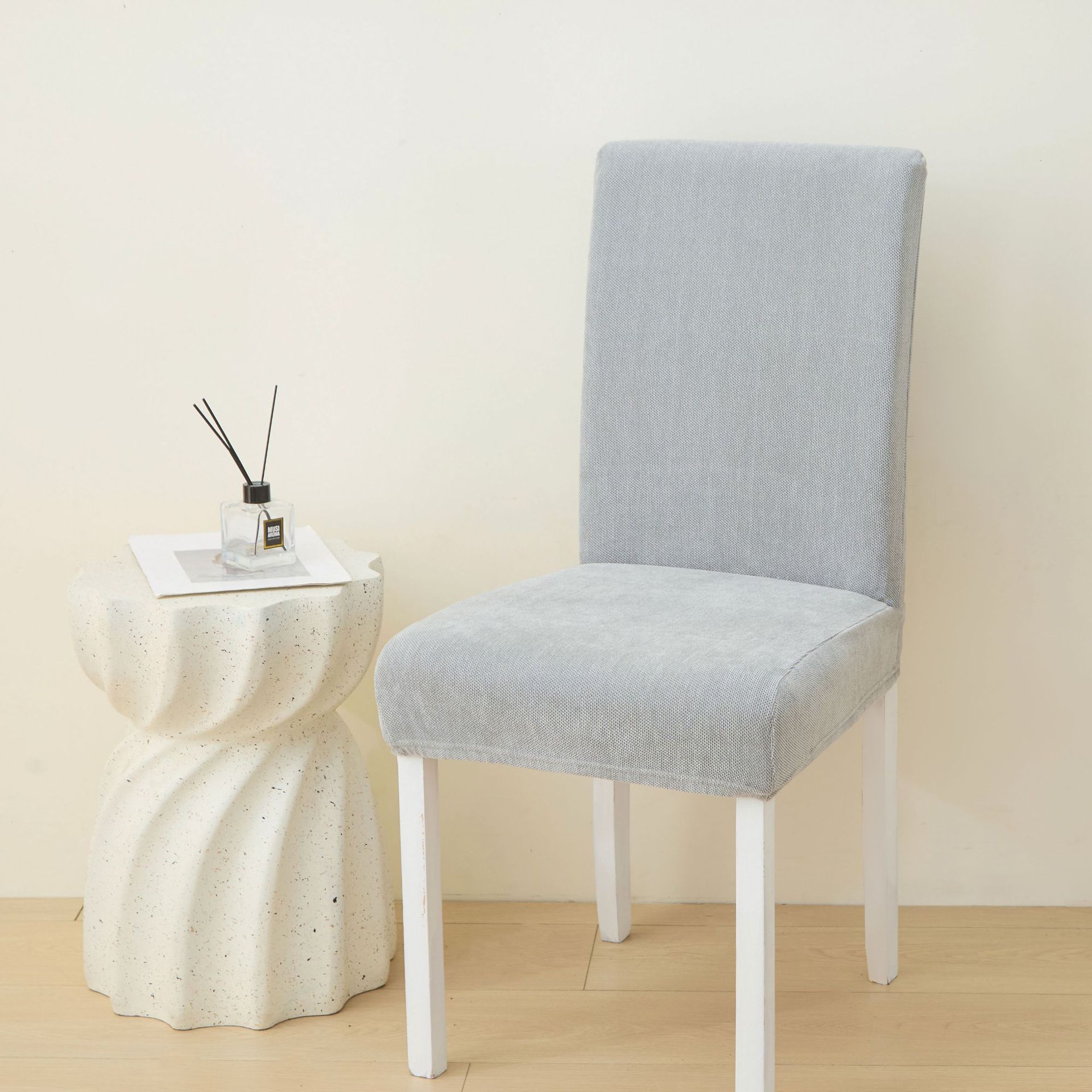 Chenille-light gray-universal chair cover