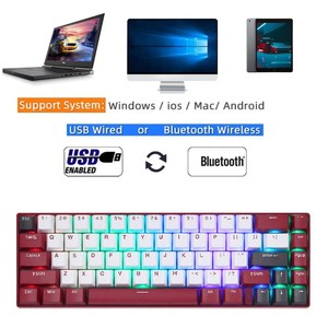 MOTOSPEED BK67 Bluetooth 5,0 Inalámbrico/Con Cable 67 Teclas RGB Retroiluminación Teclado Ordenador Portátil Gaming Teclado Mecánico - Product Image 5