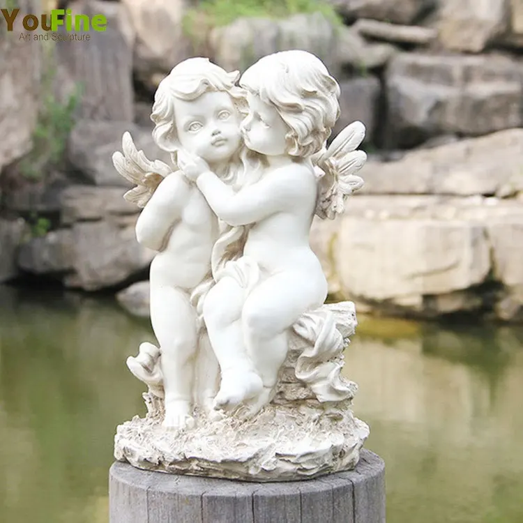 Vendite calde di marmo del bambino angelo statue che gioca scultura