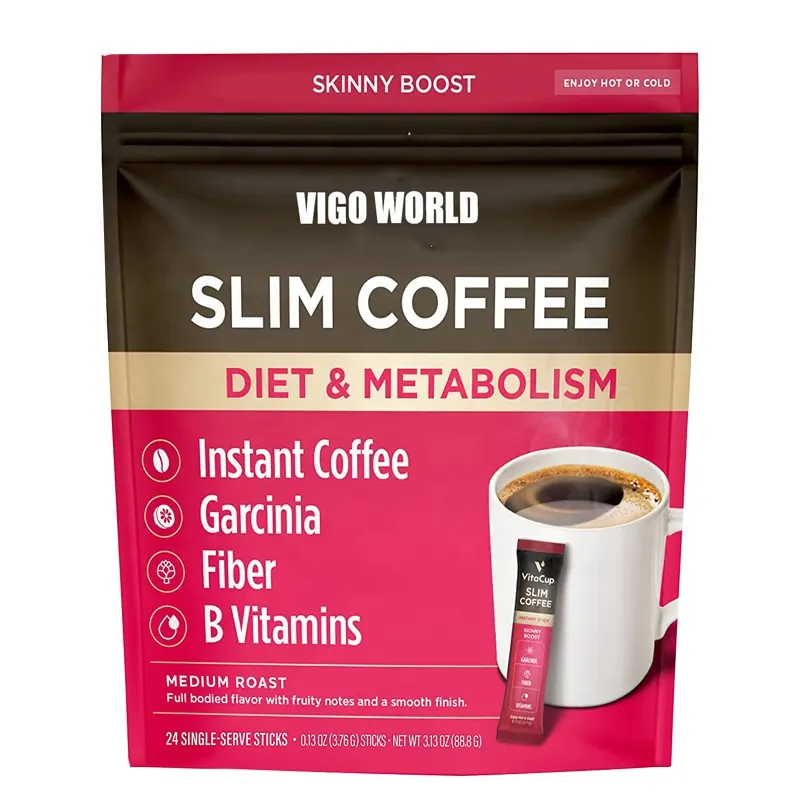 슬림 인스턴트 커피 패킷 Garcinia Cambogia B 비타민 스키니 커피와 다이어트 및 신진 대사를 향상