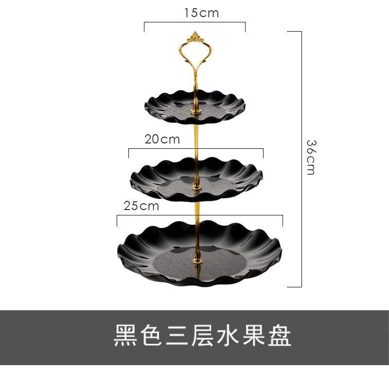 Three-tiered fruit platter - black