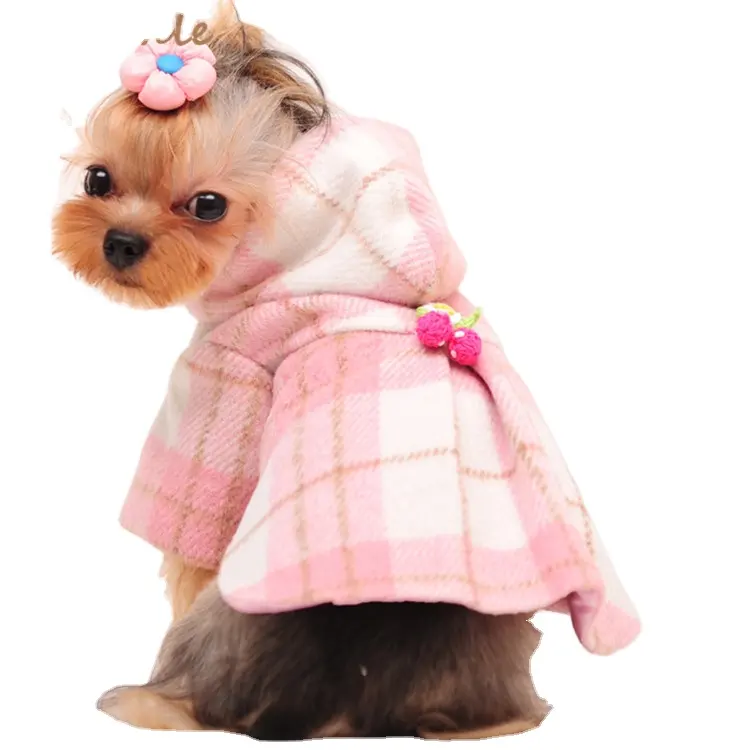 זול כלב בגדים לחיות מחמד בגדי כלב קטן הלבשה חמוד ורוד צמר כלב חורף מעיל