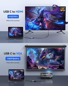 4合1 USB集线器适配器类型C至VGA，用于Macbook USB 3.0 PD 100W 5gbps库存产品的HDMI转换器 - Product Image 2