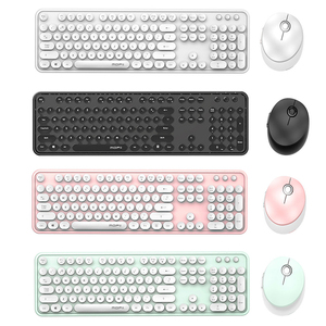 Conjunto de mouse redondo sem fio para teclado, 2.4g