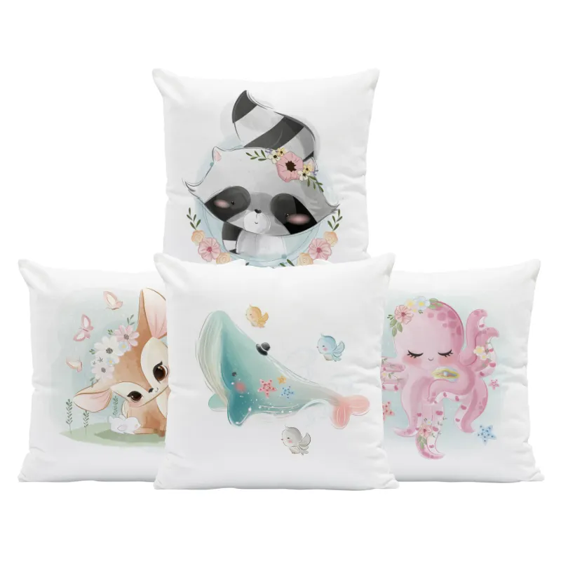Cuscino personalizzato cuscino Nordic peluche simpatico cartone animato coniglietto 45X45 Cm velluto sublimazione decorazione interna in bianco cuscino sedile bambini