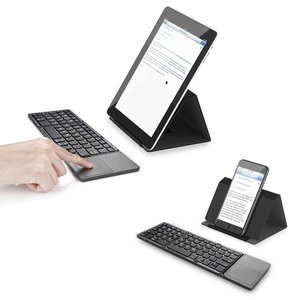 Teclado plegable inalámbrico con Bluetooth, dispositivo táctil recargable, Delgado, tres pliegues, para iPad, tableta y PC - Product Image 3