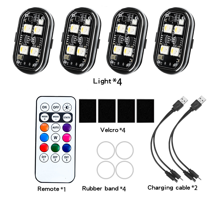 Quatre lumières une télécommande Velcro