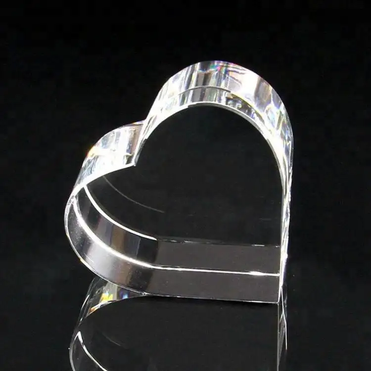 Honra do cristal atacado foto vidro bloco branco coração paperweight 3d laser presentes