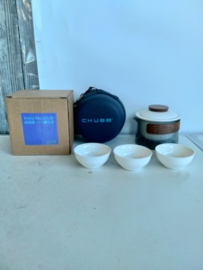 便携式迷你旅行功夫茶壶陶瓷茶壶套装，配有3个瓷杯和玻璃泡茶器，用于咖啡和茶 - Product Image 6