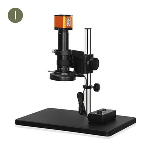 อุตสาหกรรมกล้องจุลทรรศน์แนวตั้งเลนส์กล้อง 0.7X-4.5X ซูมปรับ C Mount CCD กล้องจุลทรรศน์วิดีโอ - Product Image 1