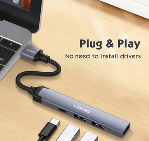 LDNIO DS-44C USB HUB adaptörü USB USB3.0 USB2.0 TYPE-C yüksek hızlı aktarım USB C Hub Hub yerleştirme istasyonu - Product Image 5