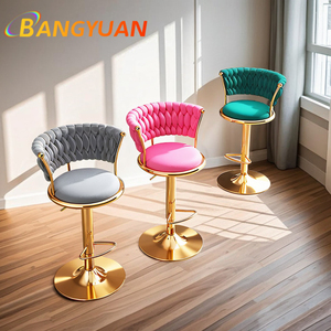 Moderner Luxus Design Barhocker für Hotels, Höhenverstellbarer Salonstuhl aus Flanell - Product Image 3