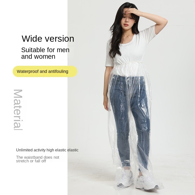 Transparent PE covered foot rain pants
