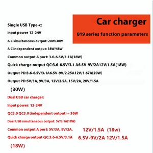 ที่ชาร์จไฟในรถแบบเร็ว Type-C กำลังขับ55W ใช้ได้กับ Apple สำหรับ Huawei PD 20W ที่ชาร์จโทรศัพท์หัวแฟลช - Product Image 4