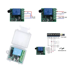DC 5-30V 12V 433 Mhz RF telecomando senza fili relè ricevitore momentaneo modulo per l'apprendimento del codice trasmettitore remoto fai da te - Product Image 1