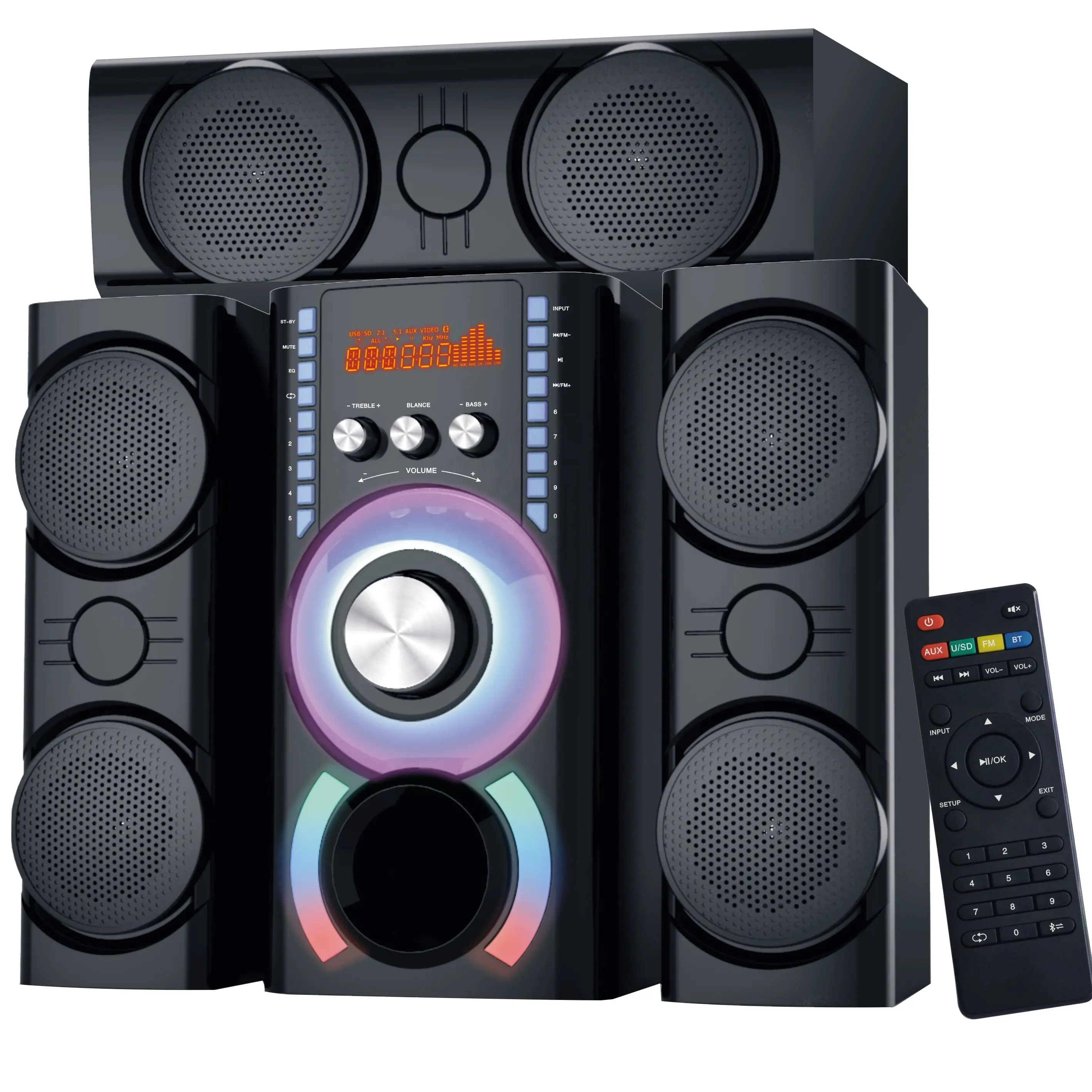 Oem/Rhm RM-9137 3.1 Ch Actieve Multimedia Luidspreker Subwoofer Thuis Theatersysteem Zwarte Draagbare Luidspreker