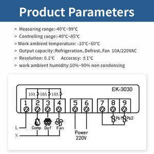 Controlador de temperatura digital, compresor de llave táctil de almacenamiento en frío, temperatura media baja, ventilador de descongelación, plástico OEM, 1 unidad