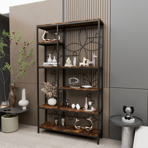 Estantería de madera personalizada, estantería industrial abierta de 6 niveles de altura para el hogar, oficina, sala de estar y dormitorio - Product Image 1