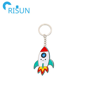 Wholesale Rocket Planet <strong>Rainbow</strong> Keychain Custom Logo <strong>Go</strong> to Space Retro Rocket Soft Hard Enamel Keychains Keyring - Product Image 5