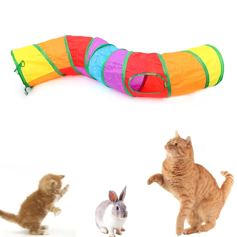 Лидер продаж, товары для домашних животных через границу, туннель для кошек, Интерактивная игрушка, складной цветной туннель для кошек, палатка, гнездо, обучающий игрушечный туннель для кошек