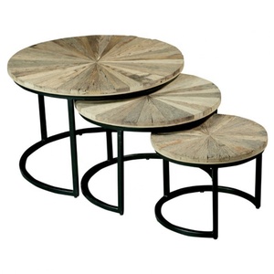 Mesa de anidación en forma cuadrada de Metal con tapa de madera, conjunto de 2 diseños clásicos, el mejor para salones y decoración del hogar - Product Image 3