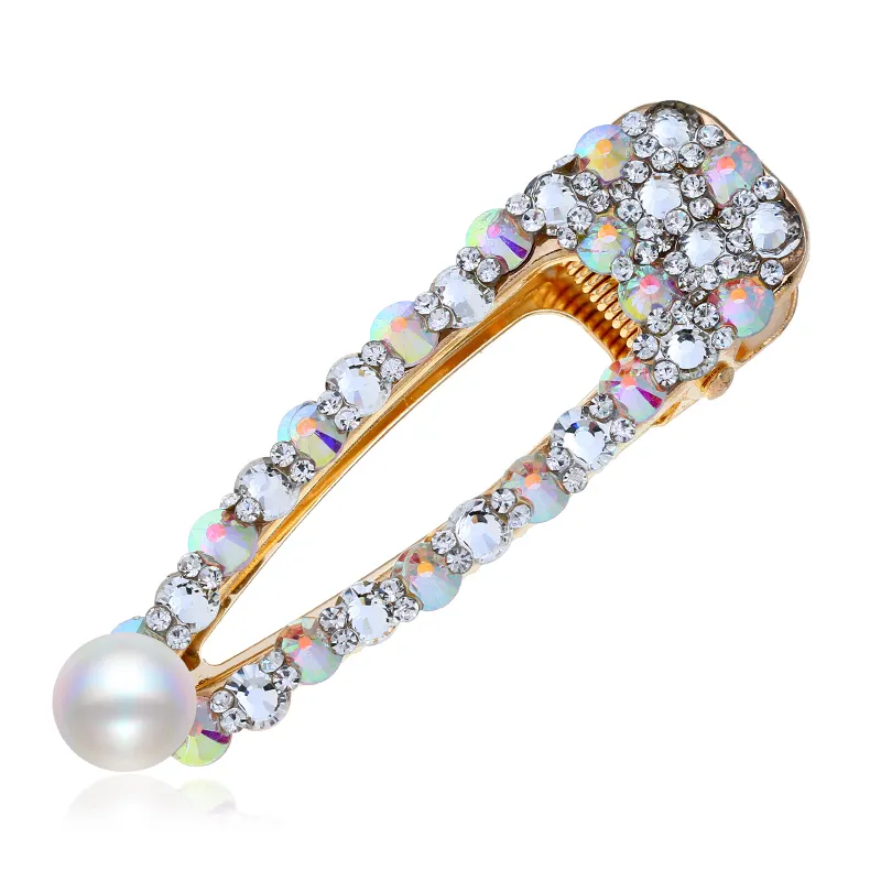 2019 New Wholesale hot hair clip Full diamond pearl bangs clip for women