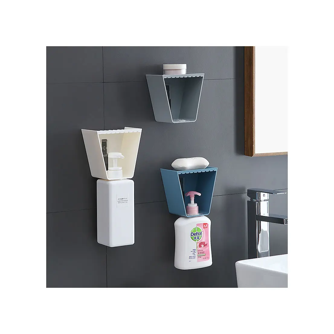 2024 vendita calda di nuovo design in plastica autoadesiva da parete portaoggetti in Gel gancio per bottiglie di Shampoo con pompa
