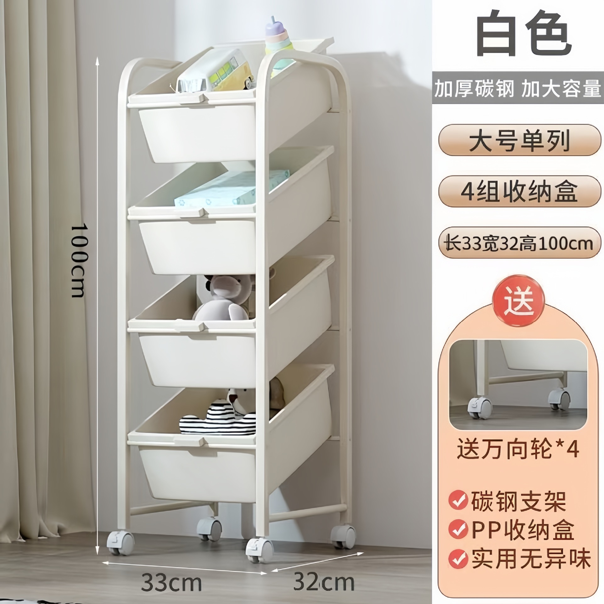 Single row, 4 layers, 4 boxes