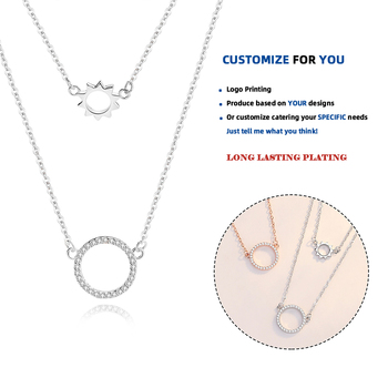 925 Sterling Silver Sun & Round Necklace for Women Light Luxury Brief Premium Design Double Layered Fashion 45cm Party Choker