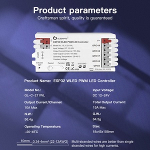 Gledopto GL-C-211WL WLED 5 in1 PWM LED Controller 12 ~ 24V con 5 canali di uscita ESP32 WiFi telecomando per assistente domestico - Product Image 2