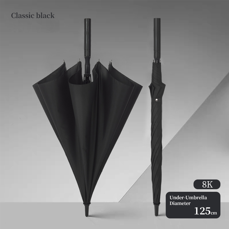Parapluie extra-large à tige droite 8K - Noir Étoilé
