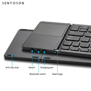 Syx túi mỏng xách tay mini Clavier Sans Fil mềm dẻo Azerty ba bàn phím gấp với touchpad cho điện thoại di động điện thoại thông minh - Product Image 2