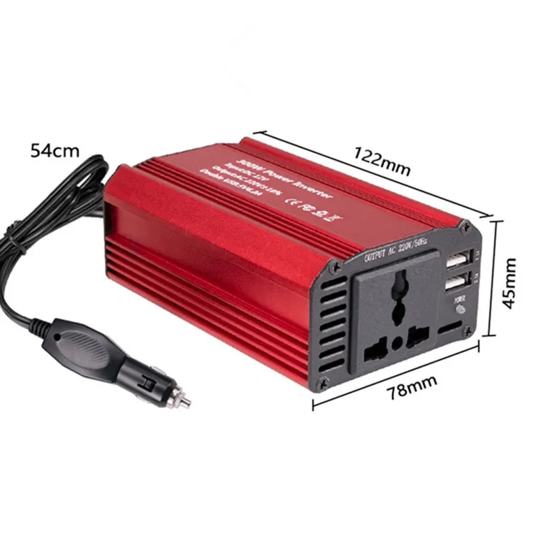 Adaptateur de chargeur d'onduleur solaire en gros 12v Dc à Ac 110v220v 300W onduleur de voiture de qualité avec ventilateur silencieux réduire la chaleur