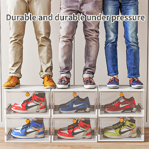 Nhà Máy Giá Tiết Kiệm Không Gian Có Thể Gập Lại Giày Sneaker <span class=keywords><strong>Container</strong></span> Hộp Rõ Ràng Nhựa Stackable Giày Tổ Chức Gấp Giày Hiển Thị - Product Image 4