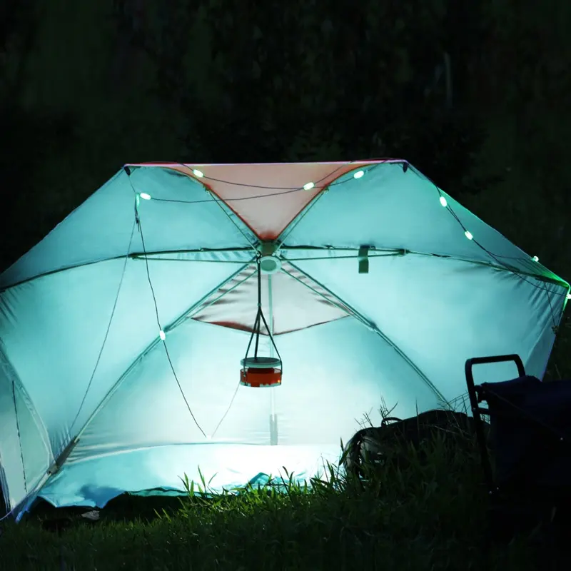 Lampada da campeggio a doppia alimentazione a luce solare con stringa USB con ricarica per telefono