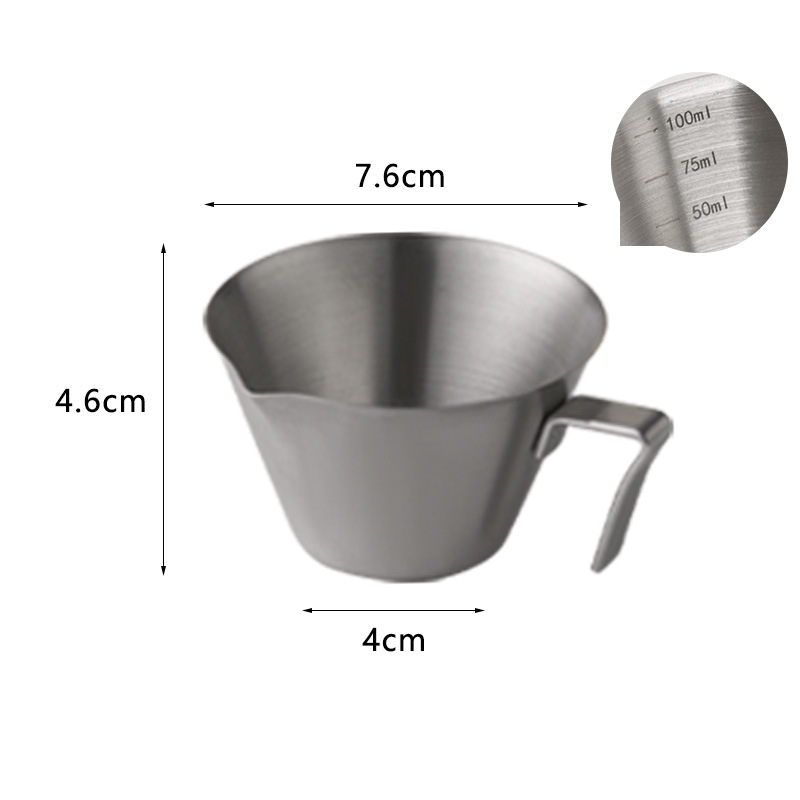 Taza de extracción de café con asa en forma de 7, plateada - 100ml
