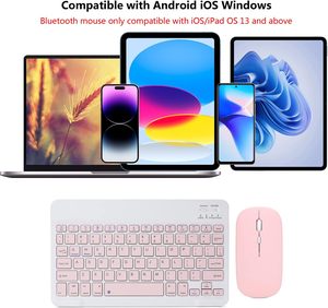 Mini teclado y ratón coloridos recargables combinados teclado y ratón inalámbricos simples para móviles