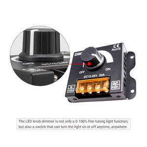 30A LED Knob <strong>Dimmer</strong> DC 12V 24V Single Color Strip Light <strong>PWM</strong> Signal Dimming <strong>Controller</strong> Iron Shell With RF Wireless Remote Control - Product Image 4